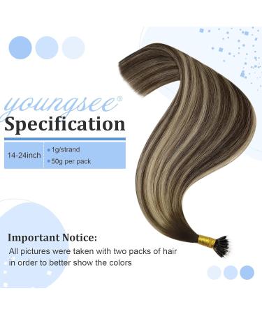Youngsee Nanoring Extensions - Real Hair Balayage 60 cm Ombre Dark Brown to Ash Blond - 50S/50g Nano Ring Extensions for Long Hair - Buy Online on GoSupps.com