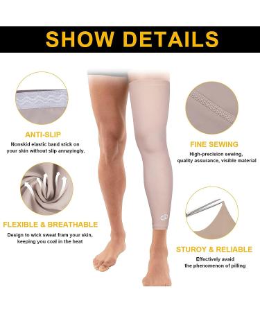 GP GIORO PARTNER XX-Large Black/Skin Long Leg Compression Sleeves - 2 Pairs for Running, Basketball, Hiking & Cycling - Buy Online on GoSupps.com