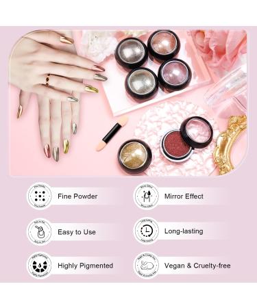 6 Couleurs Poudre Ongles En Or Rose Effet Chrome Ongle Miroir M Tallique Brillant Poudre Ongle Chrome Nails Paillette Ongles Nail Art avec Effet Miroir Pigment ongles Nail Art E-Chrome Powder 6 - Buy Online on GoSupps.com