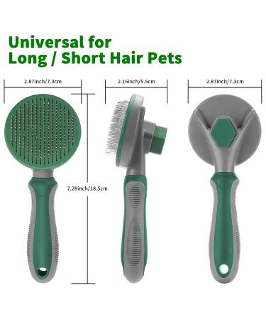 Self-Cleaning Cat & Dog Brush - Long & Short Hair Pet Grooming Tool for Easy Fur Removal | Green - Buy Online on GoSupps.com