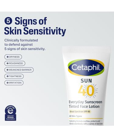 CETAPHIL Everyday Sunscreen Tinted Lotion for Face 1.7 fl oz 100% UVA/UVB Mineral Sunscreen: Titanium Dioxide & Zinc Oxide SPF 40 For Sensitive Skin 1.7 Fl Oz (Pack of 1) - Buy Online on GoSupps.com
