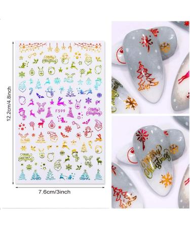 EBANKU 12 Sheets Christmas Nail Art Stickers 3D Self-Adhesive Nail Decals Santa Claus tree Decals Manicure Decoration for Women Girls Kids Fingernails Toenails Decor - Buy Online on GoSupps.com