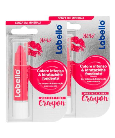 Labello Labello Warm Pink Lip Pencil Butter Lip Pencil with Formula Enriched with Natural Oils Moisturizing Nourishing Glossy Fuchsia 2 Sticks