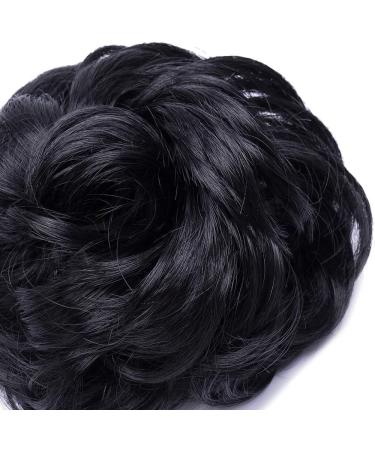 Silk-co Jet Black Curly Hair Bun Scrunchie | Synthetic Hair Extension Chignon | 35g - Buy Online on GoSupps.com