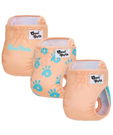 Oouipets dog diapers for bitches and cat diapers (3 pieces) |Premium fuse pants for bitches comfort absorbency no leak and environmentally friendly |Dog diaper washable (size L) L (42-56cm below 25kg) pink