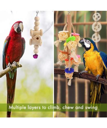 Vegena 8 Set Bird Toys - Colorful Wooden Ladders & Accessories for Budgies Parrots and Cockatoos - Ideal Bird Cage Playtime - Buy Online on GoSupps.com
