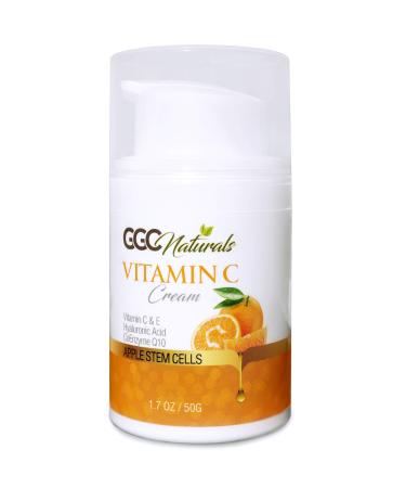 Vitamin C Cream with Hyaluronic Acid Vitamin E for Face and Eyes - Organic & Natural Ingredients for Anti Wrinkle Anti Aging 1.7 oz