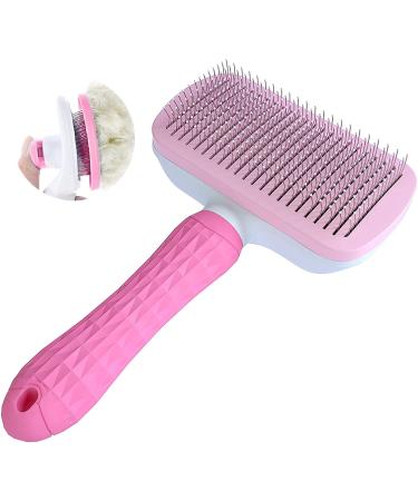 NATRUTH Self Cleaning Slicker Brush for Dogs and Cats Pet Grooming Tool Removes Undercoat Shedding Mats and Tangled Hair Dander Dirt Massages Particle Improves Circulation (pink) Original Pink