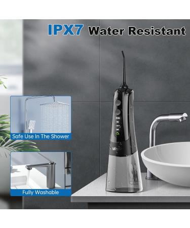 MiTdir Water Dental Flosser Oral Irrigator - 5 Jet Tips, 4 Modes, IPX7 Waterproof, 300ML Tank - Portable Cordless Teeth Cleaner for Home & Travel (Black) - Buy Online on GoSupps.com