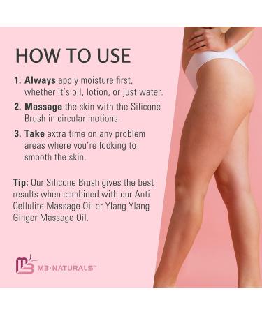 Cellulite Massager Brush | Anti-Cellulite Silicone Scrubber for Skin Smoothing & Firming - Handheld Body Exfoliator by M3 Naturals - Buy Online on GoSupps.com