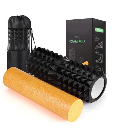 Standard fascia roll 2 in 1 foam roller sets massage roller for fascia training and trigger point massage indoor & outdoor gymnastics roll for massage in the back neck legs