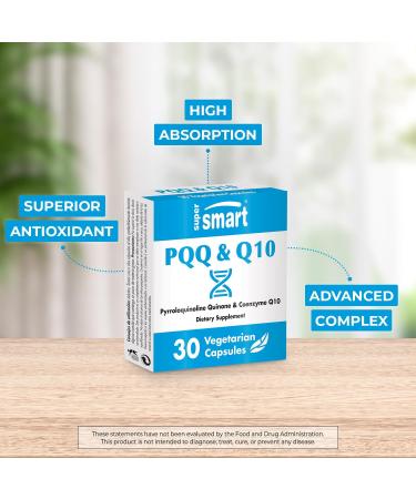 Supersmart PQQ & CoQ10 - Potent Antioxidant for Mitochondria Protection | Non-GMO Gluten-Free | 30 Vegetarian Capsules - Buy Internationally - Buy Online on GoSupps.com