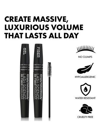 4D Fiber Mascara Kit - Lengthening, Volumizing, Smudge-proof & Water Resistant - Hypoallergenic & Cruelty-Free - Buy Online on GoSupps.com