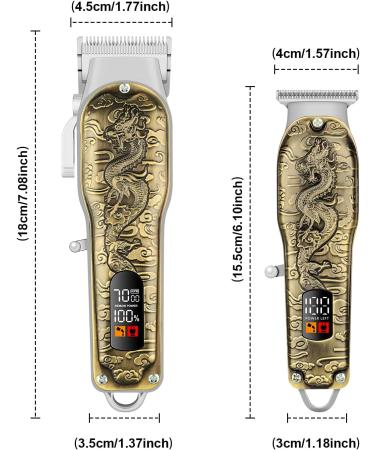 HIENA PRO Hair Clippers for Men T-Blade Trimmer Set Men Professional Cordless Barber Hair Clippers Set with LED Display Bronze-coiled Dragon - Buy Online on GoSupps.com
