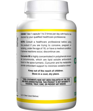 Jarrow Formulas Curcumin 95 500 mg - 120 Veggie Caps - Turmeric Extract to Provide Antioxidant Support - Up to 120 Servings
