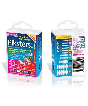 Piksters Interdental Brushes 40 Pack Size 4 (Red) - 1 Pack, 40 Count - Buy Online on GoSupps.com
