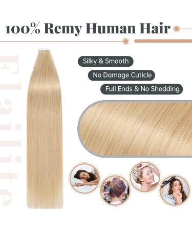 Elailite Invisible Tape-In Extensions - Real Remy Human Hair 20pcs 35cm #24 Natural Blonde - Premium Quality Hair Extensions - Buy Online on GoSupps.com