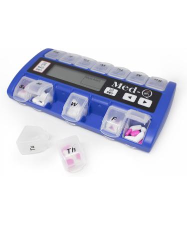 Buy Digital Pill Box Organizer with 2 Beep Reminder & LED Alert - Blue | International Shipping Available - Buy Online on GoSupps.com
