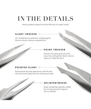 Tweezerman 40th Anniversary Mini Slant & Point Tweezer Set with Case - Precision Brow and Hair Removal Tool - Buy Online on GoSupps.com