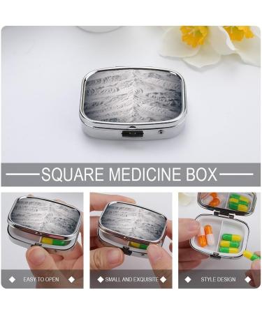 White & Gray Print 2 Compartment Pill Box | Portable Decorative Metal Pill Organizer for Medicine | Travel-Friendly Pocket & Purse Case - Buy Online on GoSupps.com