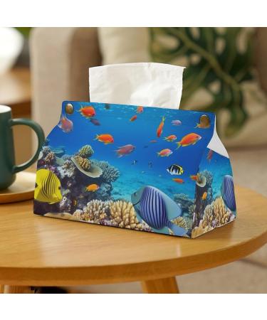 Tissue Box Cover Tissue Box Holder Coral and Sea Fish Print Tissue Holder Travel Tissue Packs Facial Paper Holder Decorative Holder - Buy Online on GoSupps.com
