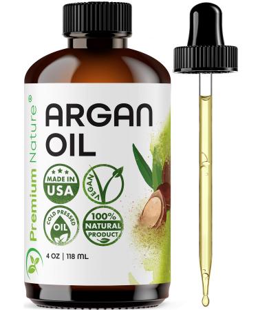 Argan Oil Organic, Virgin, 100% Pure, Cold Pressed Argon Oil Serum For Hair Stimulate Growth for Dry and Damaged Hair. Argan Oil for Skin Body Moisturizer. Nails Protector 4 oz