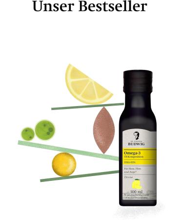Dr. Budwig Omega 3 DHA+EPA Lemon 100ml - Vegan Algae Oil & Linseed Oil - High EPA DHA Omega 3 for Adults & Children - Buy Online on GoSupps.com