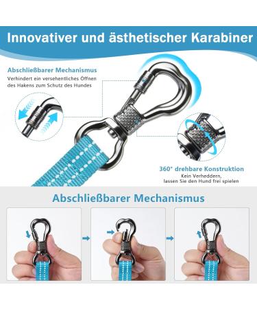 X Xben 15m Dog Leash - Robust Tow Line with Lockable Carabiner Reflective Running Training Line for Small & Medium Dogs Light Blue - Buy Online on GoSupps.com