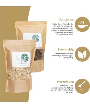 Vitalityballs - 2 Set 60% Protein Soy Crispies (Nature & Cocoa) - 1000g | Sugar-Free Topping for Muesli Salads & Fitness - Buy Online on GoSupps.com
