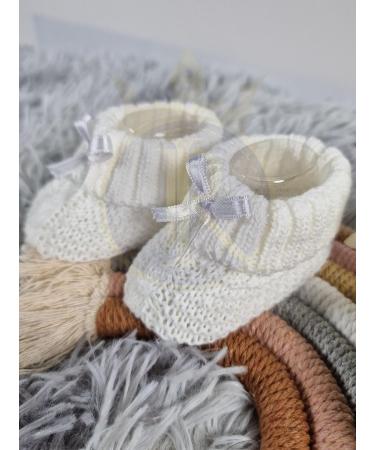 Royal Icon Newborn Baby Booties with Bow | Soft Knitted Bootees for 0-3 Months | White RI354 - Buy Online on GoSupps.com