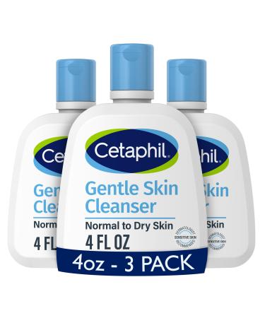 Cetaphil Face Wash Hydrating Gentle Skin Cleanser for Dry to Normal Sensitive Skin 4 oz 3 Pack Fragrance Free Soap Free and Non-Foaming Unscented 4 Fl Oz (Pack of 3)