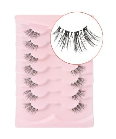 Natural Look Half False Wispy 3D Faux Mink Lashes - 7 Pairs C03 Pack | Clear Band Half Eyelashes in Various Lengths (6MM-15MM) - Buy Online on GoSupps.com