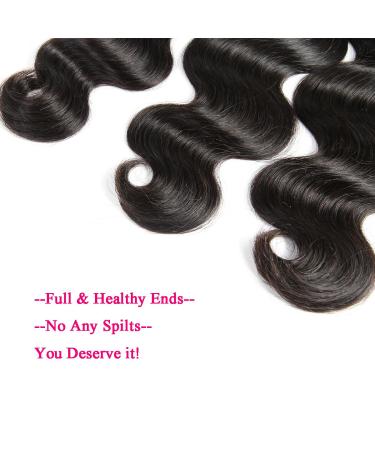 Body Wave Brazilian Human Hair Bundles with Closure - 10/12/14+10 Inch Virgin Hair Weave Extension Bundle with 4x4 Lace Closure - 12A Unprocessed Weft - Natural Color - Buy Online on GoSupps.com