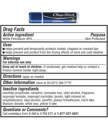 Chapstick Lip Balm Original Cherry Strawberry Flavour Lip Care stick SPF10 - Buy Online on GoSupps.com