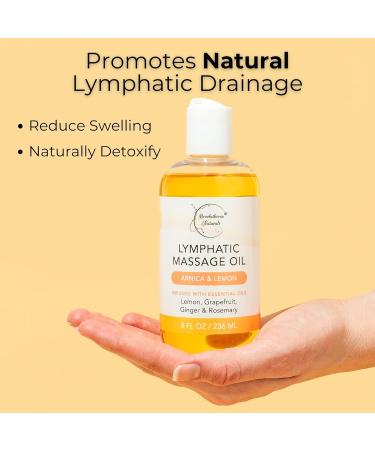 Lymphatic Massage Oil | 100% Natural Drainage Oil with Arnica Lemon & Ginger | Premium Quality for Post Surgery Recovery | 8oz by Brookethorne Naturals - Buy Online on GoSupps.com