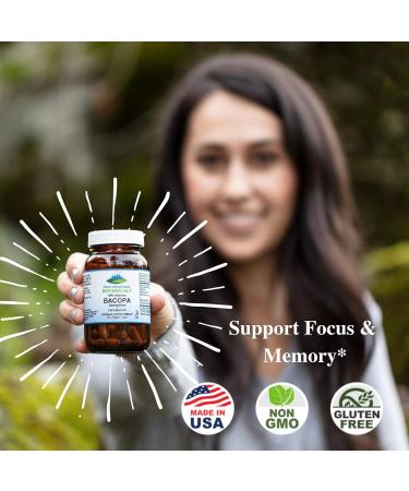 Pure Mountain Botanicals Bacopa Monnieri Capsules - Vegan Caps with Organic Bacopa & Standardized Bacopa Extract Supplement - Buy Online on GoSupps.com
