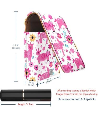 Buy Colorful Doodle Animal Leather Lipstick Case with Mirror - Mini Lip Gloss Organizer for International Shipping - Buy Online on GoSupps.com