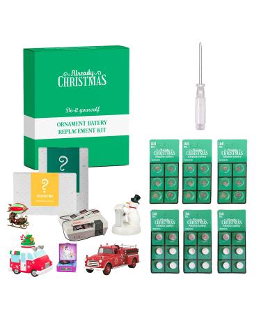 Do-it-Yourself Screwdriver and Batteries Replacement Kit with (18 LR41 18 LR44) Compatible for Hallmark Keepsake Magic Ornament + Bonus Surprise Christmas Ornaments QSB6066