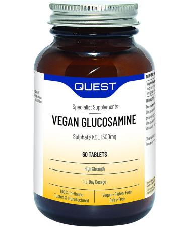 Quest Glucosamine Sulphate KCL For Joint Support & Health 1500mg High Strength Vegan Glucosamine Complex Supplements. Great For Senior Health Elderly Active Life & Athletes. (60 Capsules)
