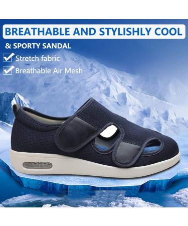 Women's Diabetic Sandals - Adjustable Closure, Comfy Slippers, Extra Wide Walking Shoes for Diabetic Edema, Plantar Fasciitis, Bunions, Arthritis - Navy Blue (Size 8 X-Wide) - Buy Online on GoSupps.com