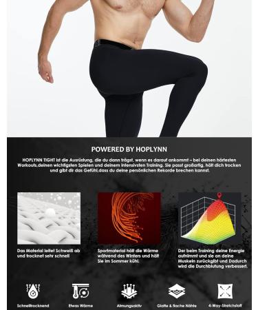 Buy Hoplynn Men's Compression Pants - Black Long Running Trousers for Jogging Training & Fitness | Breathable Cycling Leggings - Buy Online on GoSupps.com