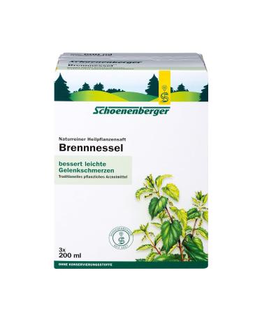 Schoenenberger Nettle Juice 600 ml - Natural Herbal Remedy for Joint Pain Relief - 3 x 200 ml Glass Bottles - Buy Organic Medicinal Plant Juice Online - Buy Online on GoSupps.com
