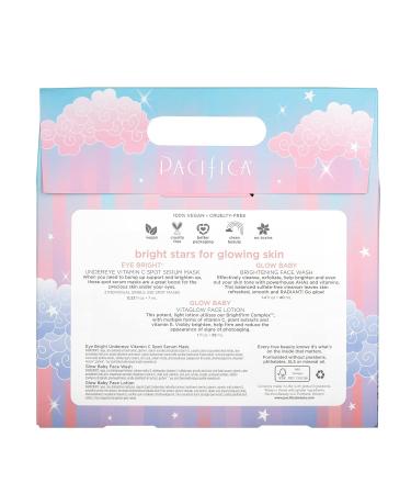 Pacifica Beauty Bright Stars Vitamin C Trial Skin Care Kit - Eye Mask, Cleanser, Face Wash, Moisturizer - Vegan & Travel Size - Buy Online on GoSupps.com