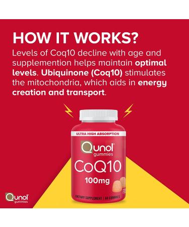 Qunol CoQ10 Gummies 100mg | Vegan & Gluten Free Heart Health Support | Ultra High Absorption | 2 Month Supply (120 Gummies) - Buy Online on GoSupps.com