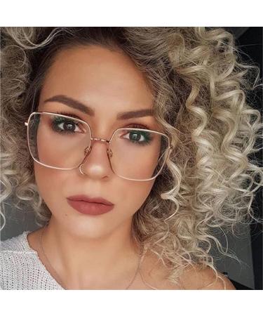 Square Gold Frame Reading Glasses for Women | Vintage Anti-Blue Light Eyeglasses | +1 Presbyopic Readers - C1 Gold - Buy Online on GoSupps.com