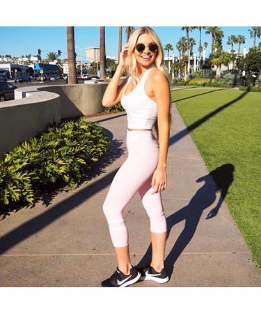 NEW YOUNG High Waisted Capri Leggings with Pockets for Women - XXL, White - Buy Online on GoSupps.com