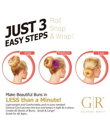 Goldrose Beauty BUN Hot Hair Bun Maker 2 Piece Set - Small & Large Doughnut Donut Buns Curler Accessory in Black - Buy Online on GoSupps.com