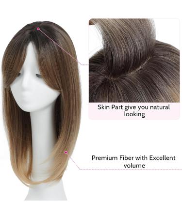 Ms Taj Hair Topper 18 Brown with Dark Root | Long Layered Synthetic Hair Piece for Thinning Hair | Clip-in Add Volume for Women - Buy Online on GoSupps.com