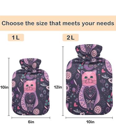 Naanle Purple Cats Hot Water Bottle - 1L Transparent for Warm & Cold Therapy Pain Relief for Head Hands & Feet - Buy Online on GoSupps.com