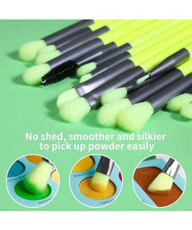 Docolor Eye Makeup Brushes Set - 15pcs Professional Brushes for Eyeshadow, Concealer, Eyebrow, Eyelash, and Eye Liners - Neon Green - Buy Online on GoSupps.com